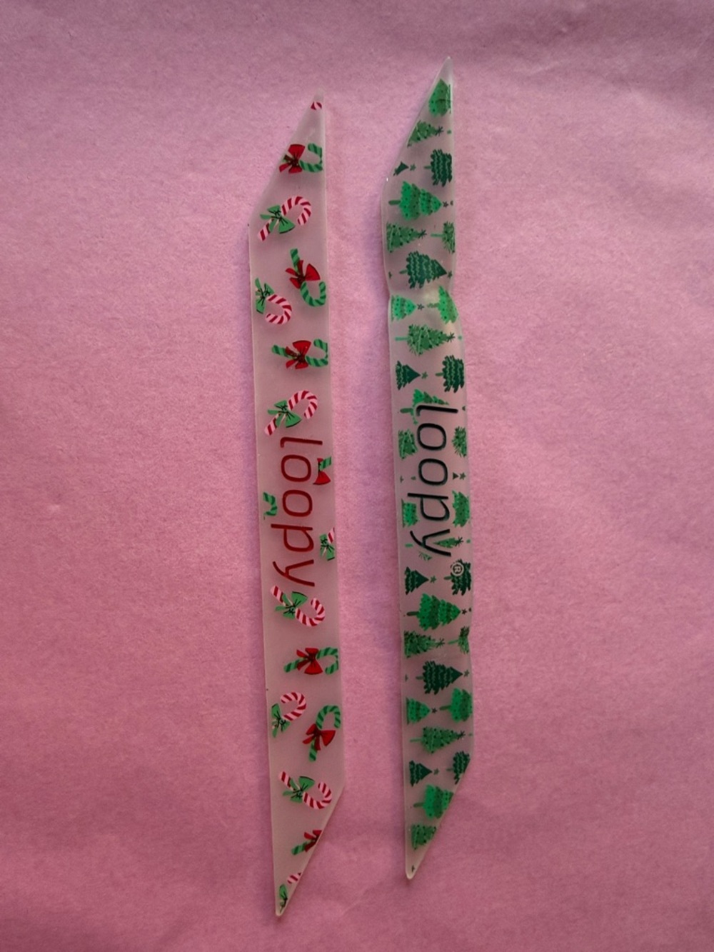 Loopy Case Pink Candy Cane & Green Christmas Tree Ribbon Phone Loops